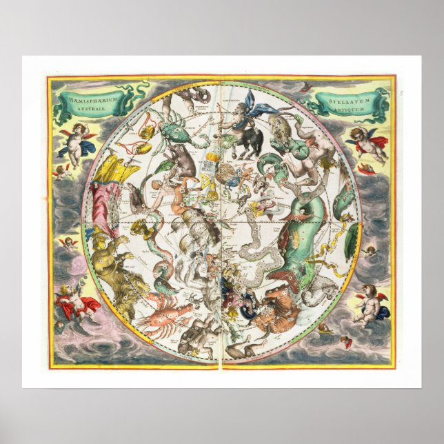 Karta i södra halvklotet från "Celestia Poster (Framsidan)