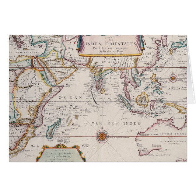 Karta i södra Öster Asien Hälsningskort (Framsidan Horizontal)