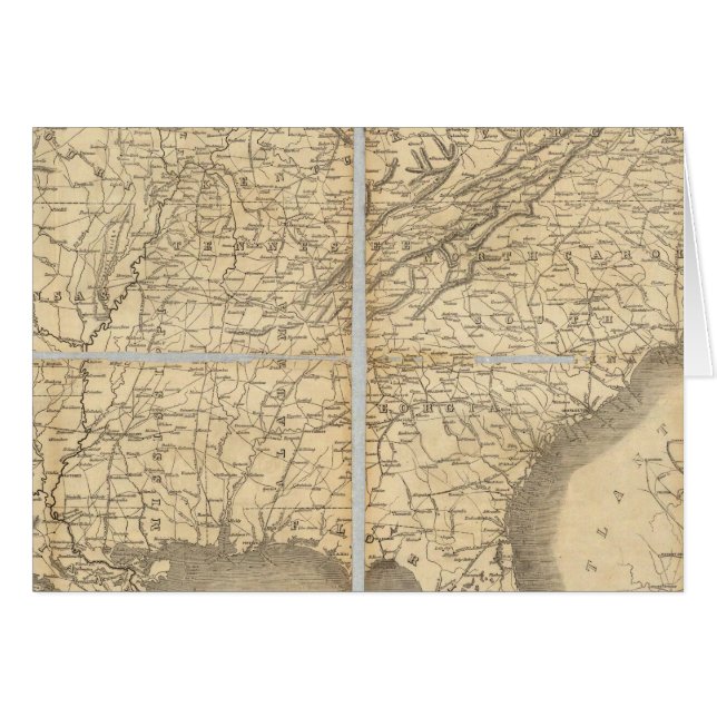 Karta i södra Stater Hälsningskort (Framsidan Horizontal)