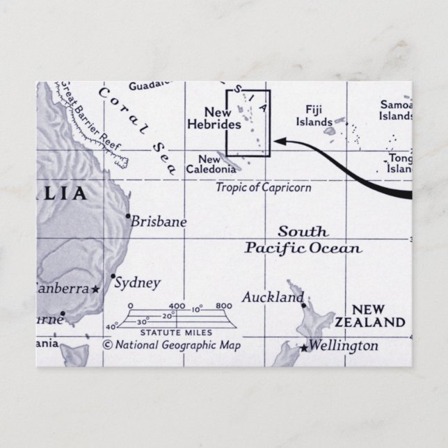 Karta i södra Stilla havet Vykort (Framsida)