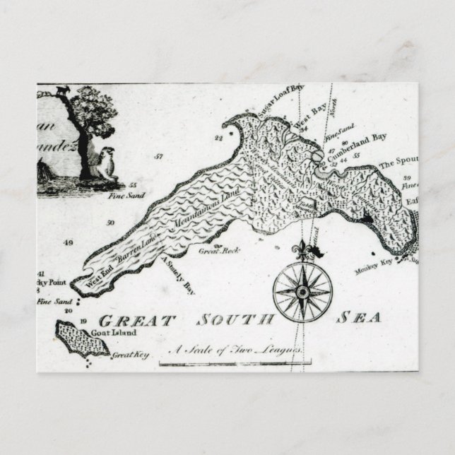 Karta i Södra Stillahavsöen, 1800 Vykort (Framsida)