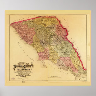 Karta i Sonoma County, California (1884) Poster