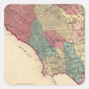 Karta i Sonoma County California Fyrkantigt Klistermärke