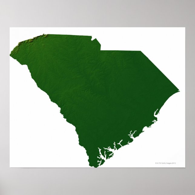 Karta i South Carolina Poster (Framsidan)