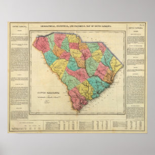 Karta i South Carolina Poster