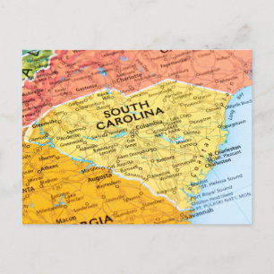 Karta i South Carolina Vykort