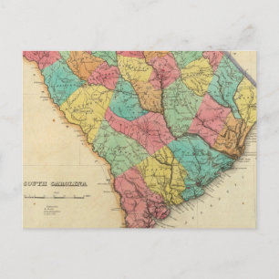 Karta i South Carolina Vykort