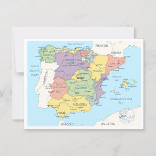 Karta i Spanien Vykort