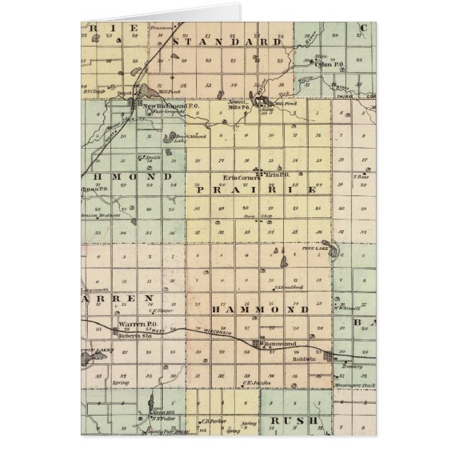 Karta i St Croix County Hälsningskort (Framsidan)