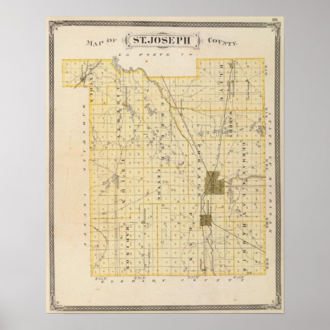 Karta i St Joseph County Poster (Framsidan)