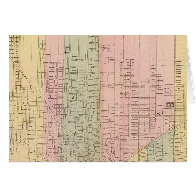 Karta i staden Detroit Hälsningskort (Framsidan Horizontal)