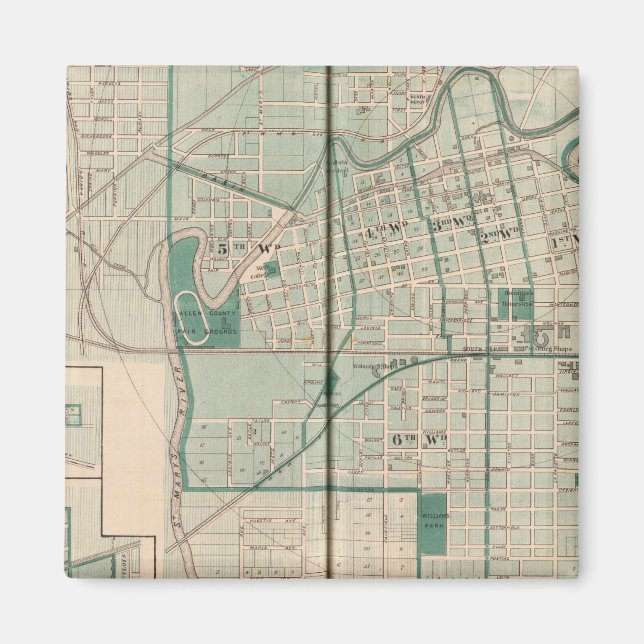 Karta i staden Fort Wayne med Cedarville Magnet (Framsidan)