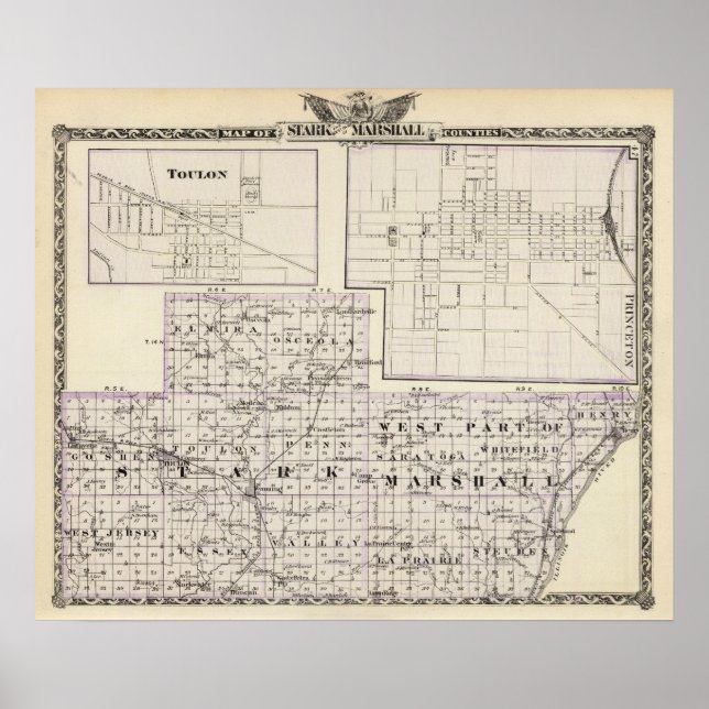 Karta i Stark- och väster-länen Marshall Poster (Framsidan)