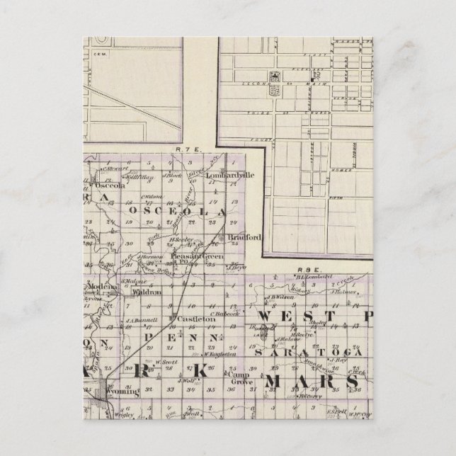 Karta i Stark- och väster-länen Marshall Vykort (Framsida)