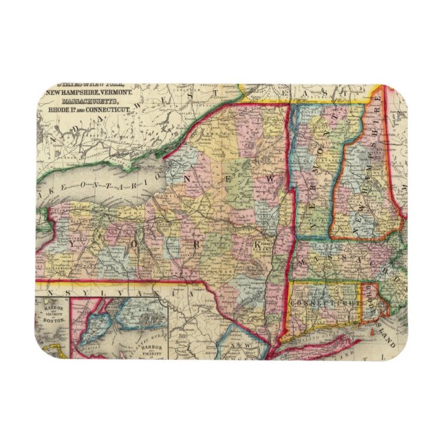 Karta i Stater i New York Magnet (Horisontell)