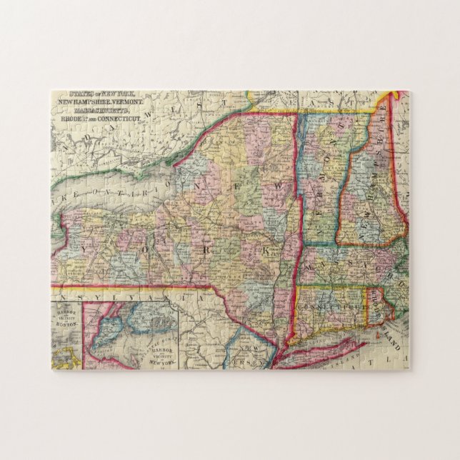 Karta i Stater i New York Pussel (Horisontell)