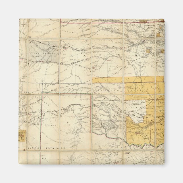 Karta i Stater Kansas och Texas Magnet (Framsidan)