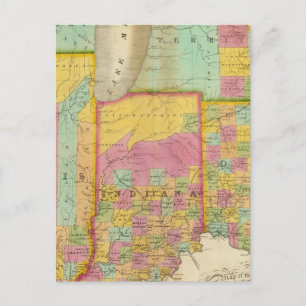 Karta i Stater Ohio Indiana & Illinois Vykort