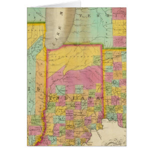 Karta i Staterna Ohio Indiana & Illinois Hälsningskort