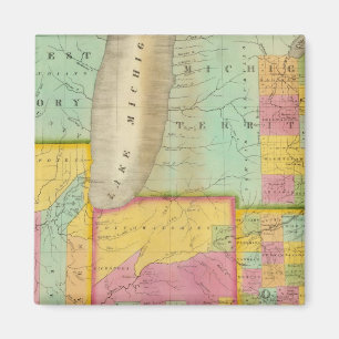 Karta i Staterna Ohio Indiana & Illinois Magnet
