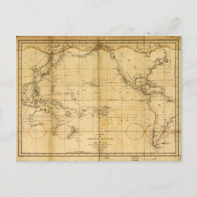 Karta i Stillahavsområdet (1788) Vykort (Framsida)