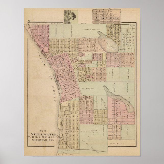 Karta i Stillwater, Washington County, Minnesota Poster (Framsidan)