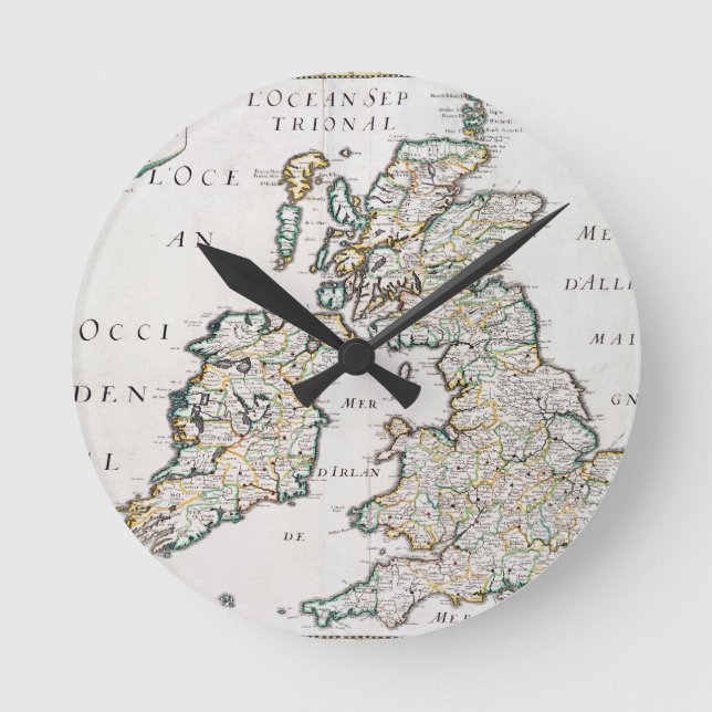 Karta i Storbritannien och Irland, offentliggjort  Rund Klocka (Framsida)