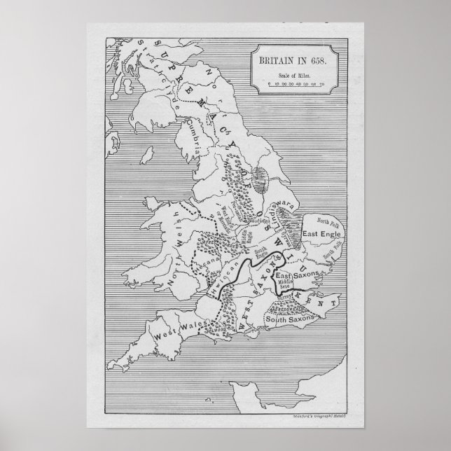 Karta i Storbritannien som tillverkats av Stanford Poster (Framsidan)