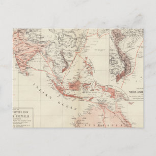 Karta i Syd-Öster Asien och norra Australien Vykort