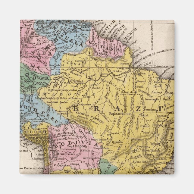 Karta i Sydamerika 5 Magnet (Framsidan)