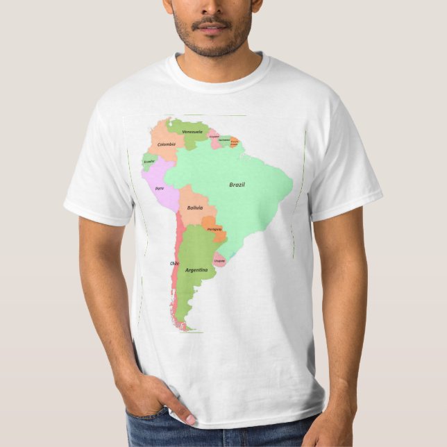 Karta i Sydamerika T Shirt (Framsida)