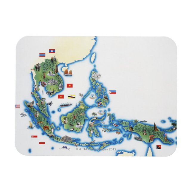 Karta i Sydostasien Magnet (Horisontell)