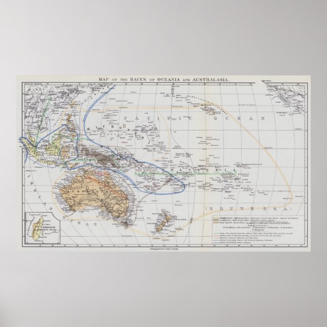 Karta i Tävling Oceanien och Australasia Poster (Framsidan)