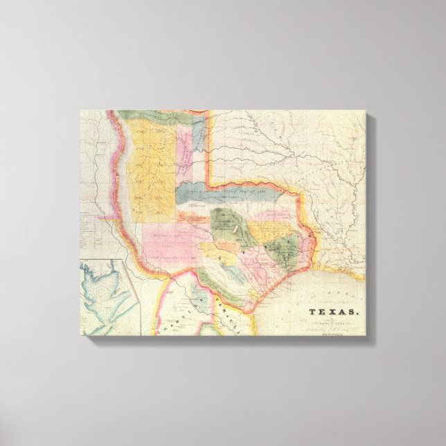 Karta i Texas | 1835 Canvastryck (Framsida)
