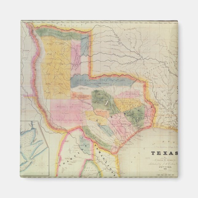 Karta i Texas | 1835 Magnet (Framsidan)