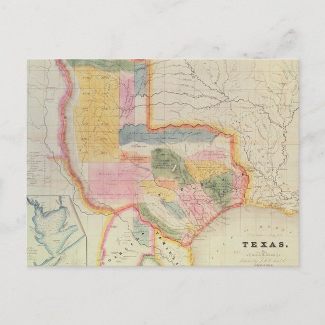 Karta i Texas | 1835 Vykort (Framsida)