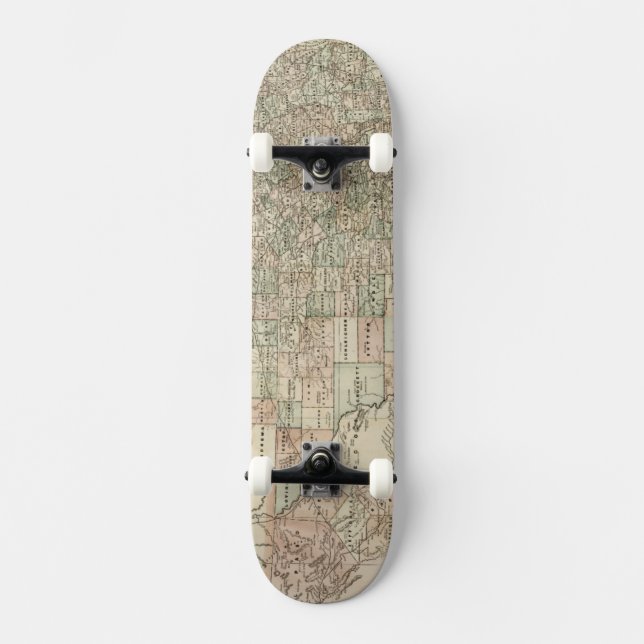 Karta i Texas med County Gräns Skateboard Bräda 20 Cm (Framsida)