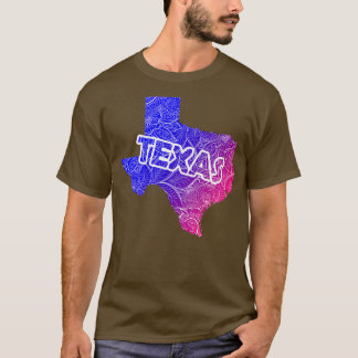 Karta i Texas med text i blu T Shirt