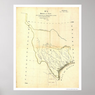 Karta i Texas & Mexikanska Stater efter Tanner 183 Poster