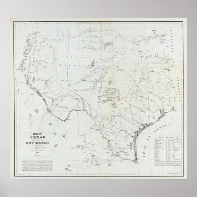 Karta i Texas och en del av New mexico Poster (Framsidan)