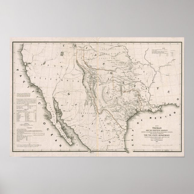 Karta i Texas och Land intill Poster (Framsidan)