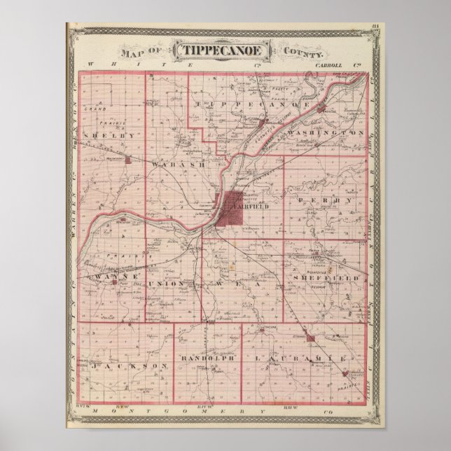 Karta i Tippecanoe County Poster (Framsidan)