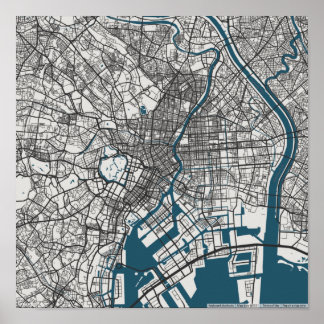 Karta i Tokyo Poster