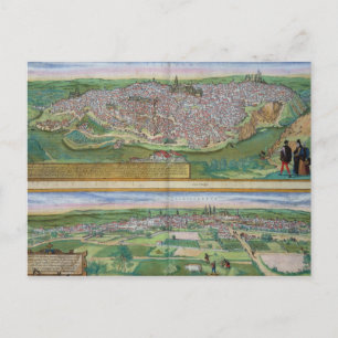 Karta i Toledo och Valladolid, från Civitates Orbi Vykort