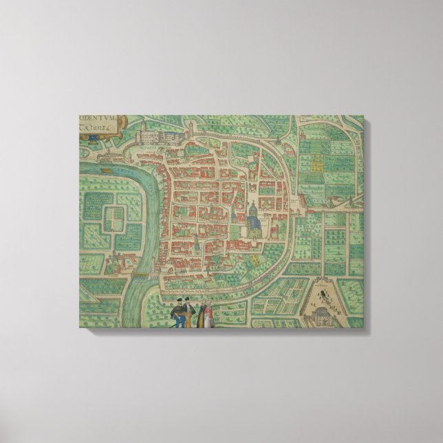 Karta i Trento, från "Civitates Orbis Terrarum" av Canvastryck (Front)