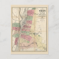 Karta i Troy Väster Troy Grönt Island New York (18