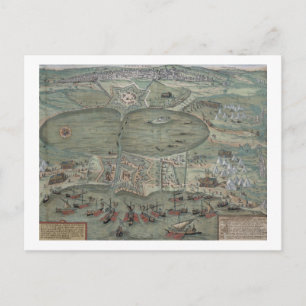 Karta i Tunis, från "Civitates Orbis Terrarum" av Vykort