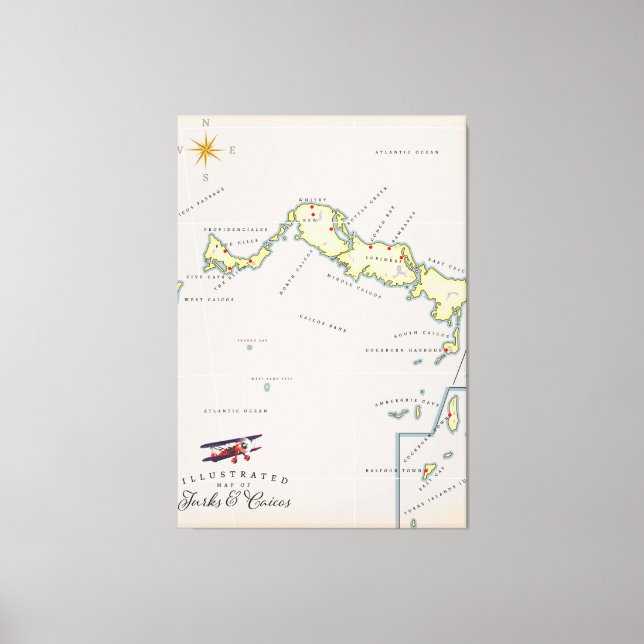 Karta i Turks och Caicos karta Canvastryck (Framsida)