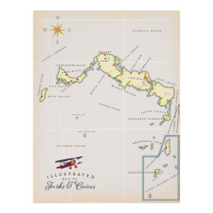 Karta i Turks och Caicos karta Fototryck