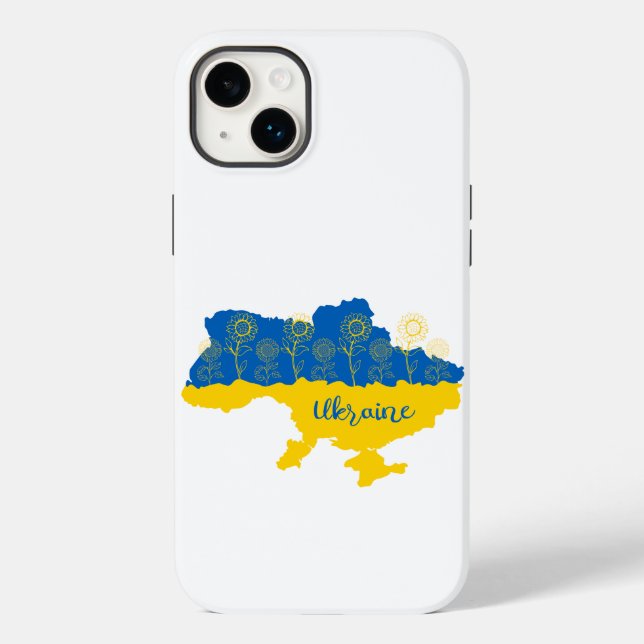 Karta i Ukraina med solros och ukrainsk flagga (Baksida)